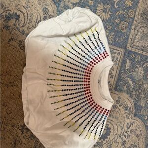 QUEEN OF SPARKLES White Tee with Rainbow Dots